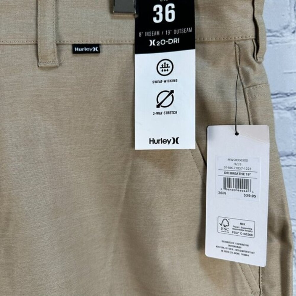 Hurley Men's H2O Dri Breathe 19" Outseam Hybrid‎ Swim Board WalkShorts, Khaki - Picture 6 of 12